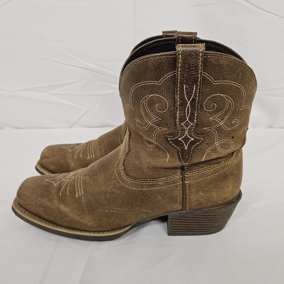 Justin Gypsy Chellie Leather Square Toe Western Cowgirl Boots in Tan Sz 10.5 - Picture 6 of 12